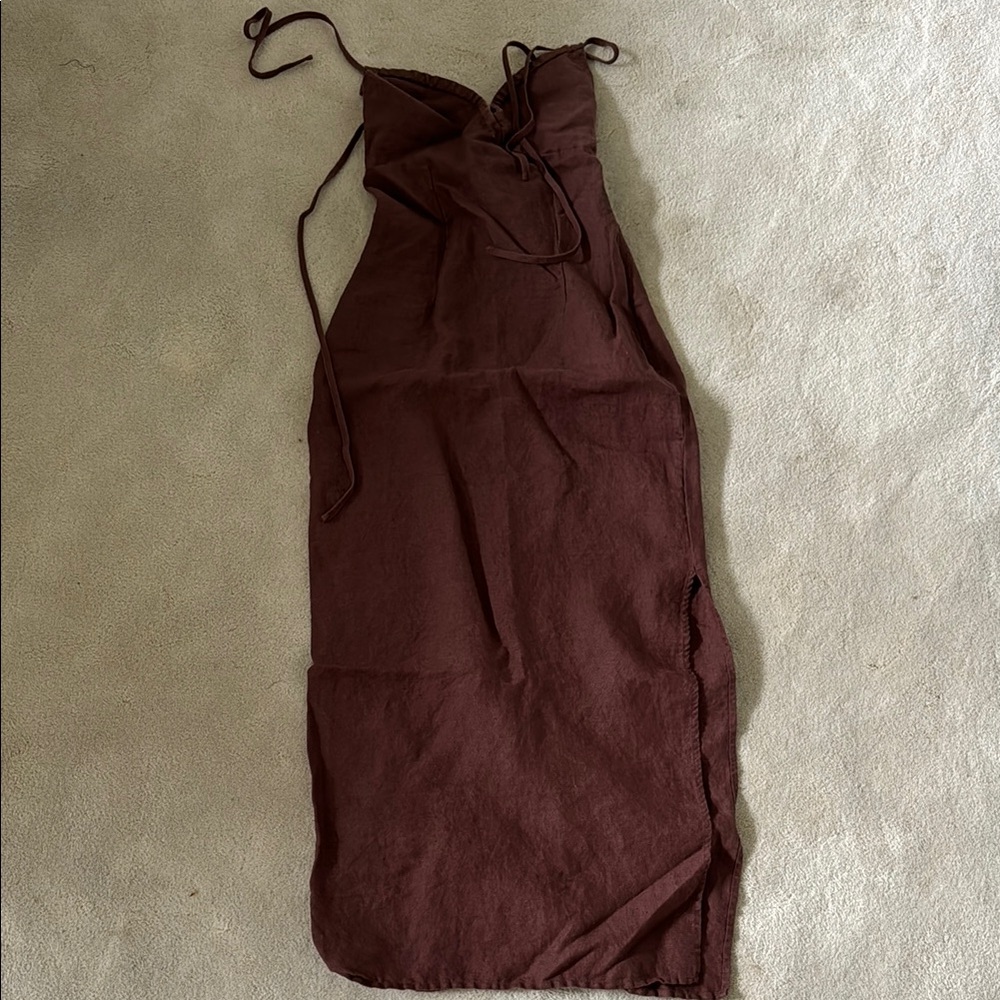 Brown Halter Maxi Dress